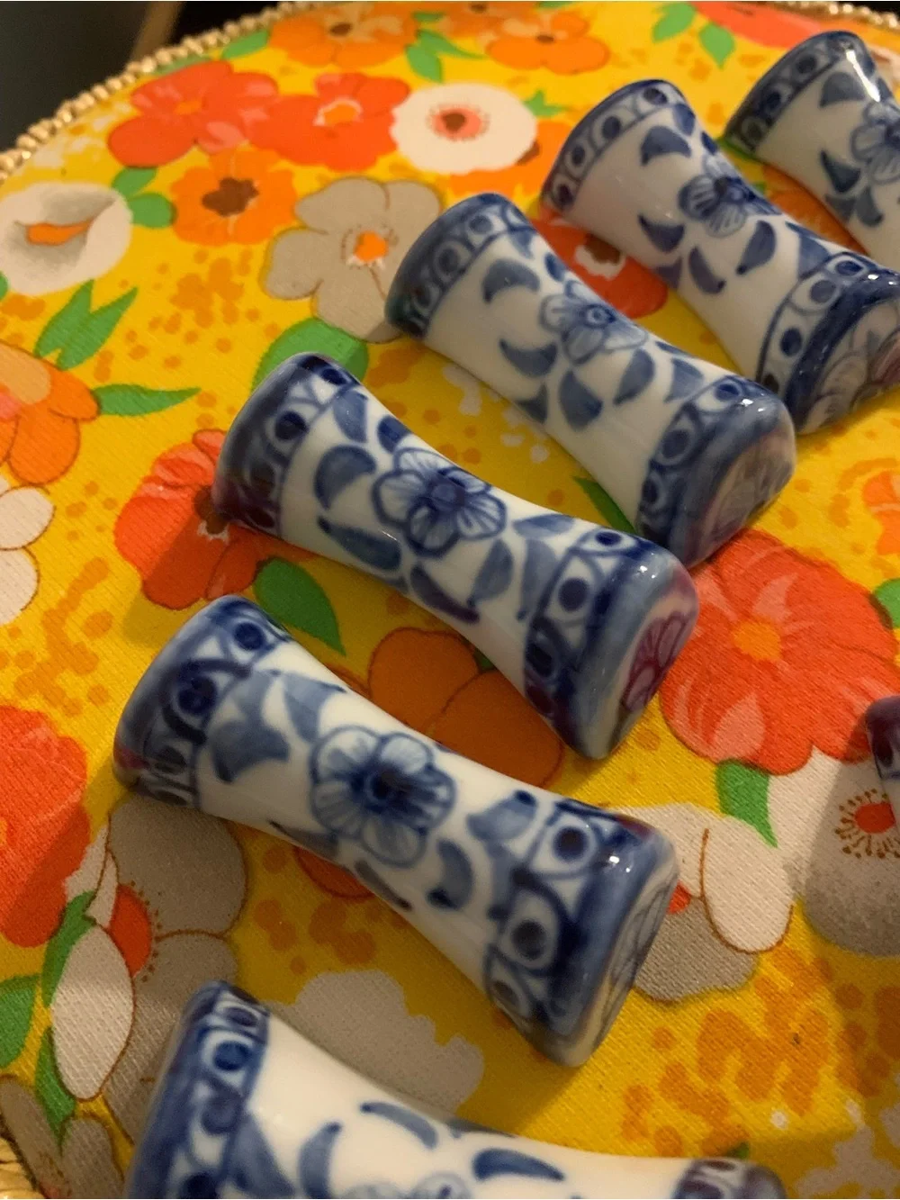 Blue and White Porcelain Chopstick Rests - Set of 12